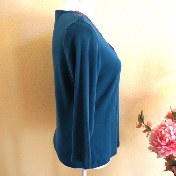 NWOT- BHS Green Teal Sequin Top - Picture 4 of 8